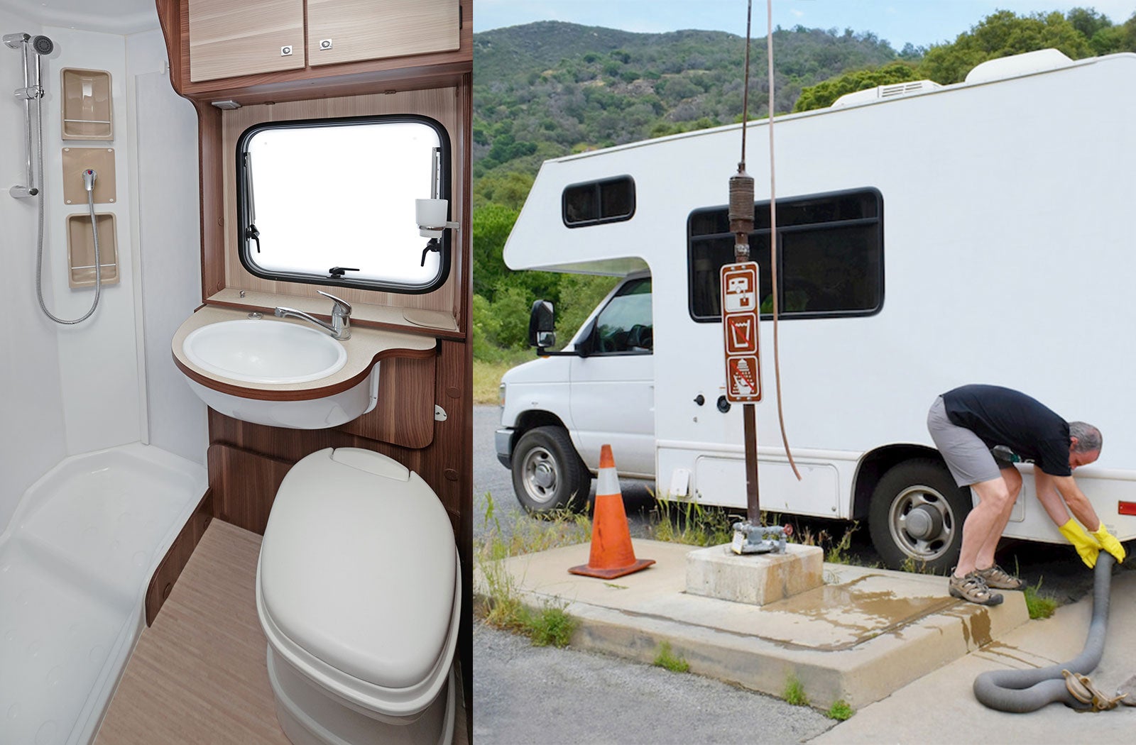 Portable RV/camper toilet and holding tank setup in Cumming, Georgia