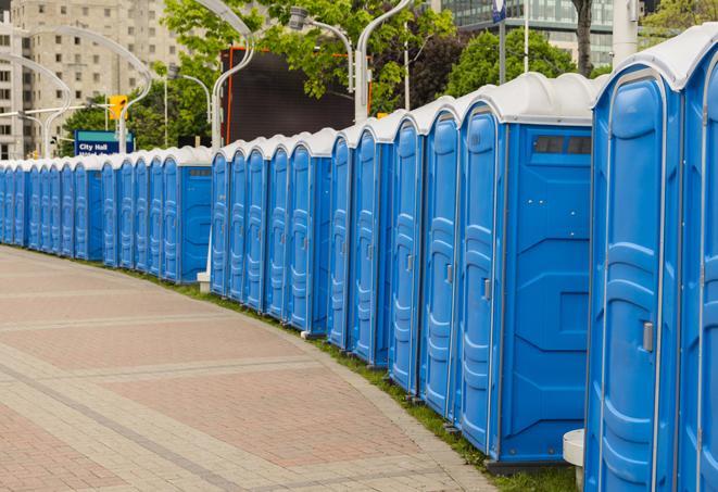 Seasonal porta potty units set up at a Cumming, Georgia venue